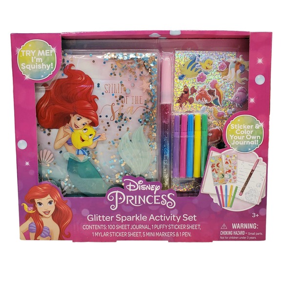 Disney Other - Disney Princess Ariel Glitter Sparkle Activity Set Little Mermaid Journal